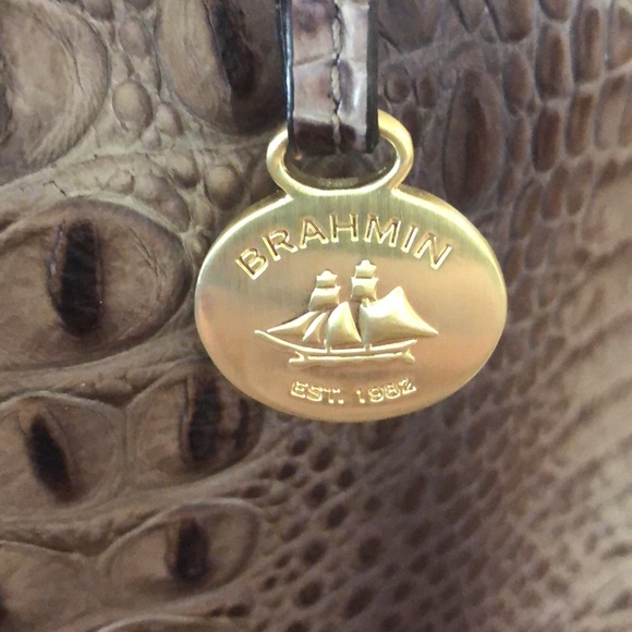 Brahmin Purse Tote Taupe Gray Excellent - Picture 5 of 10